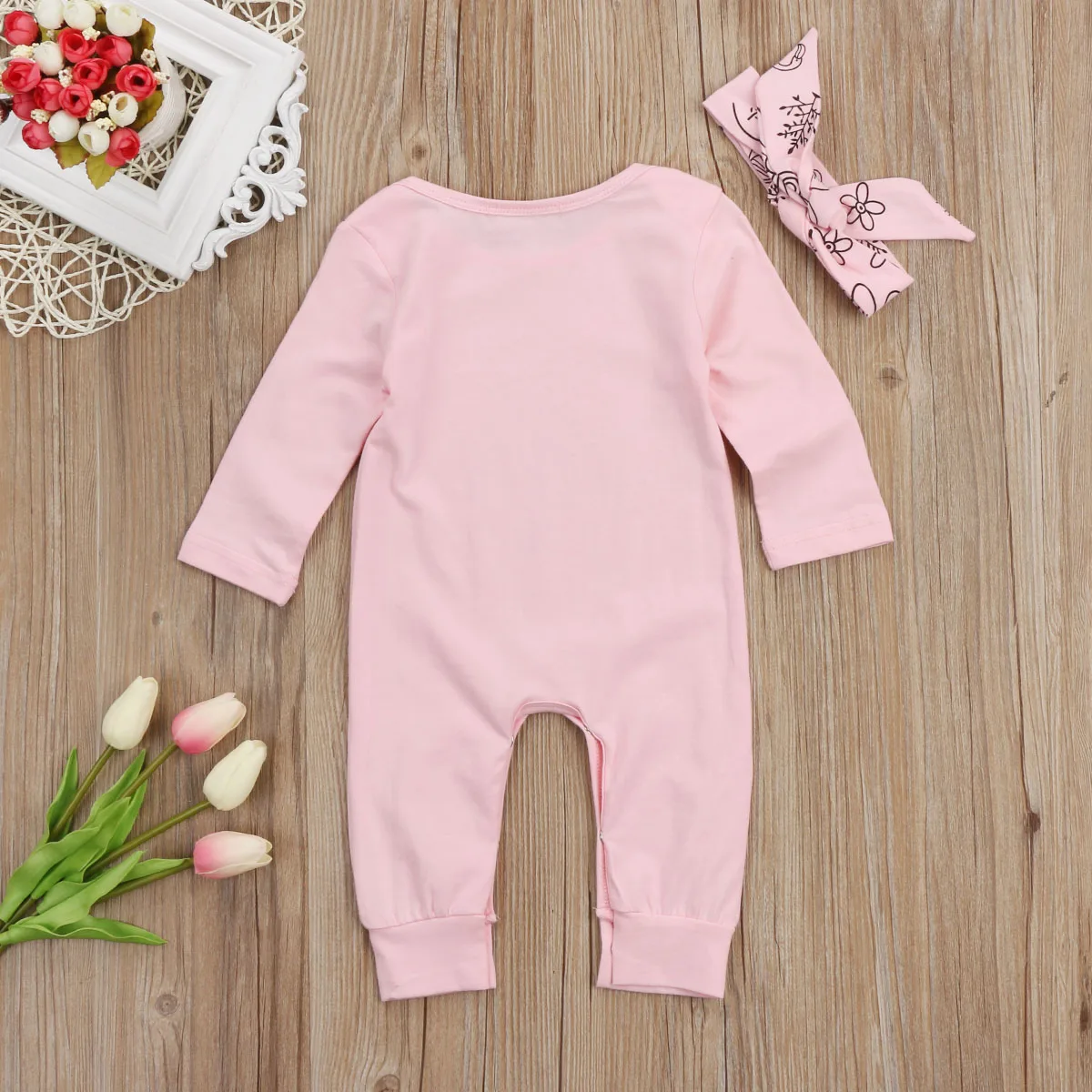 

letter pink baby romper 2pcs long sleeves autumn newborn infant baby girl clothes with headband kid baby girl outfits clothing