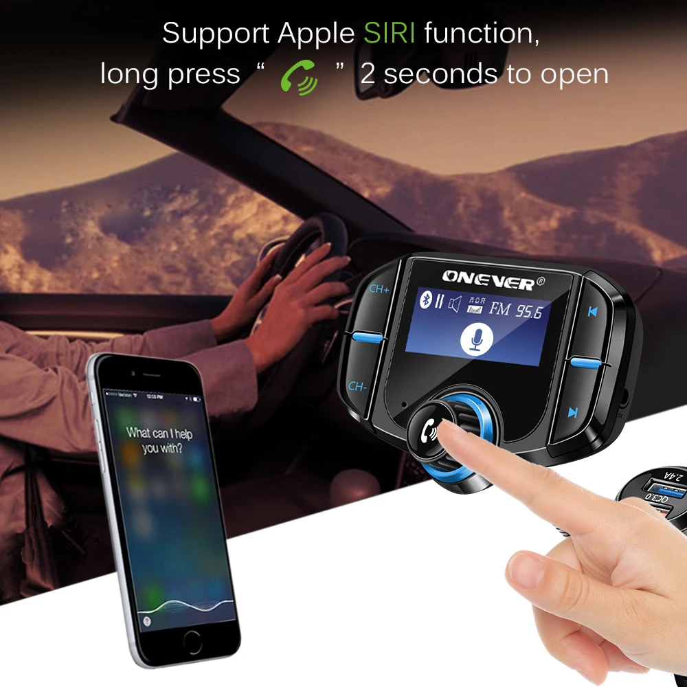 Новый FM передатчик автомобильный модулятор 2 порта QC3.0 зарядное устройство Handsfree