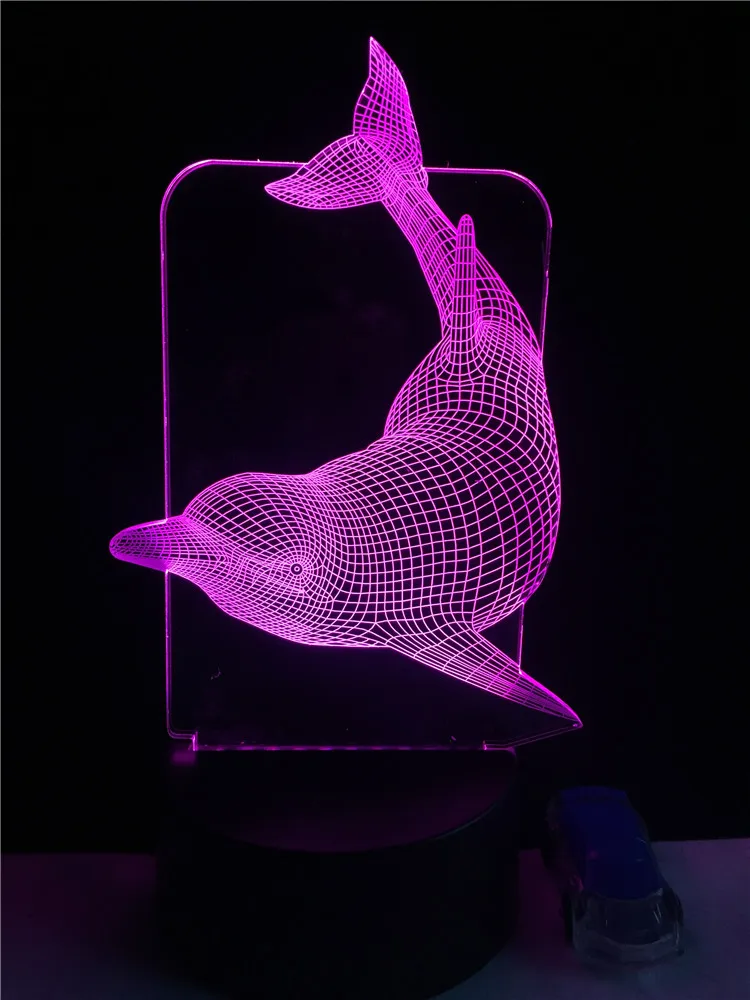 3d лампа в виде животного Дельфина светодиодная RGB Лампочка USB настроение Ночной