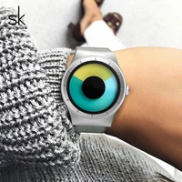 shengke creative women watches luxury silver stainless steel quartz watch women rotate time clock 2019 top brand sk reloj mujer