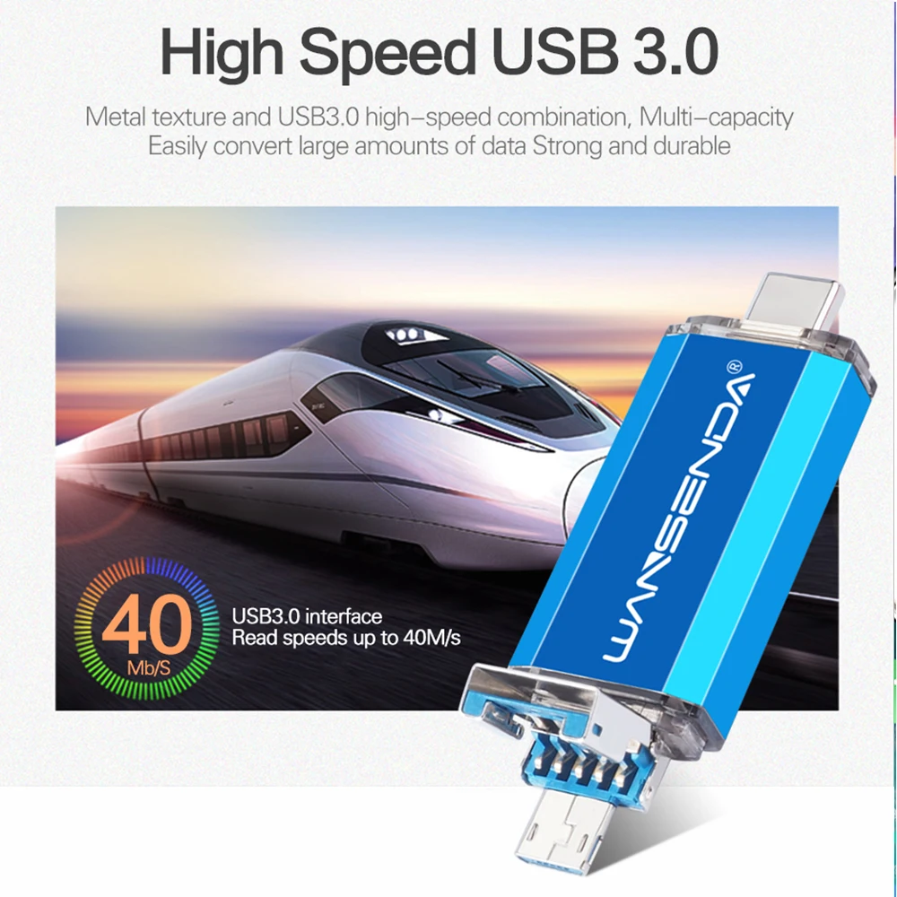 WANSENDA OTG флеш-накопитель USB 3 0 Type-C 256 ГБ 128 в 1 ручка карта памяти 64 32 16 Pendrive Dual Micro Type C