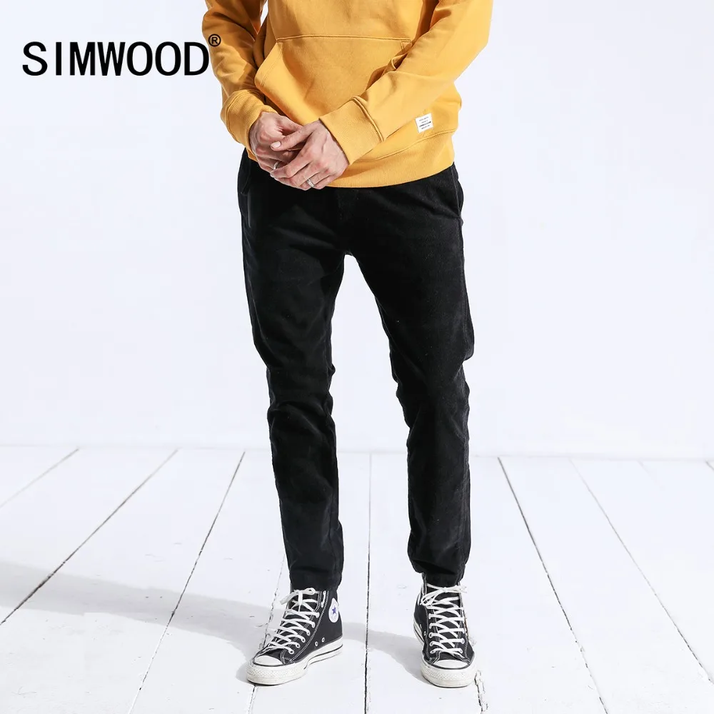 SIMWOOD 2019 зимние повседневные штаны для мужчин модные обтягивающие вельветовые