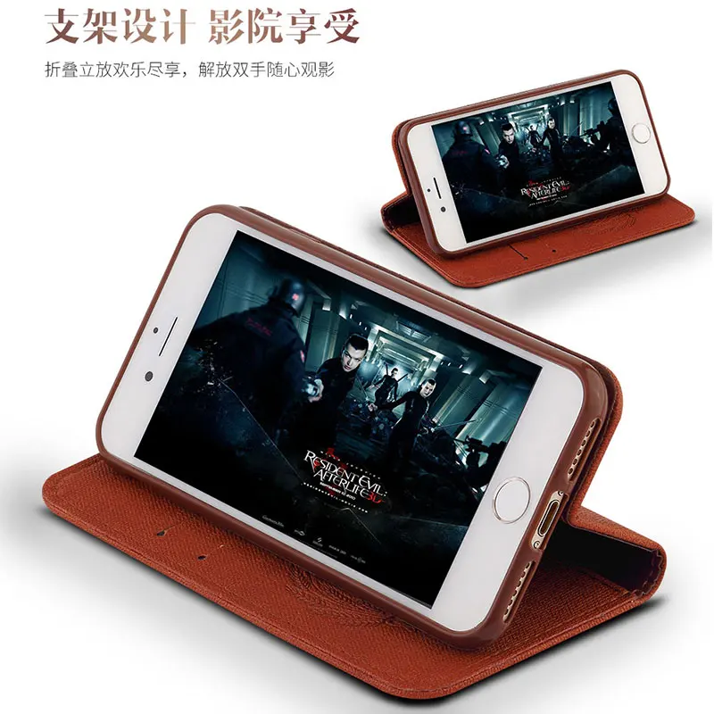 Ретро холст кожаный бумажник чехол Роскошный флип для iPhone 6 6s 7 Plus Coque силиконовый