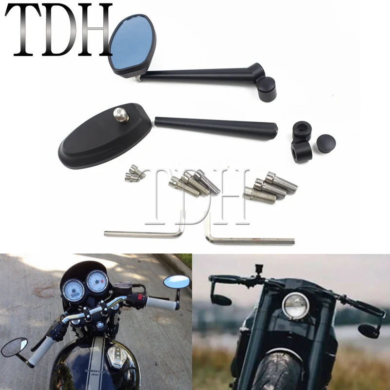 Мотоциклетные боковые зеркала заднего вида черная ручка для Honda Suzuki Yamaha Kawasaki BMW