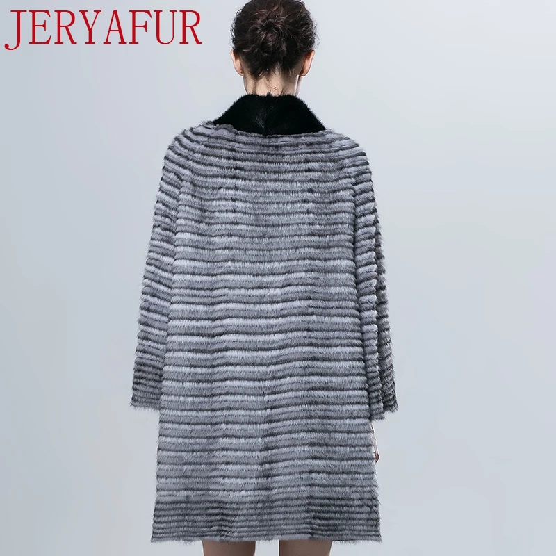 Jeryafur2017 российских женщин зимняя куртка кожаная норки ручной работы одежда