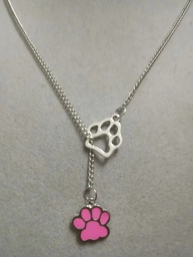 Сплав кошка/кулон в форме собачьей Лапы Ожерелье Винтаж Эмаль Кошка/собака Лапа