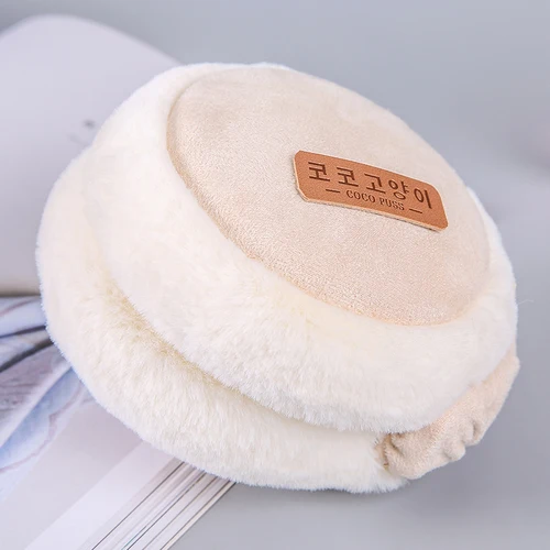 Earmuffs Women Solid Plush Plus Velvet Elegant Warm Winter Womens Ear Korean Style All-match Kawaii Trendy Earmuff Simple Daily - Цвет: style 1 Beige