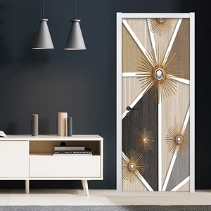 Абстрактные современные геометрические наклейки 3D для двери, для гостиной, спальни, ПВХ Самоклеящиеся обои, домашний декор, водонепроницаемые наклейки для двери