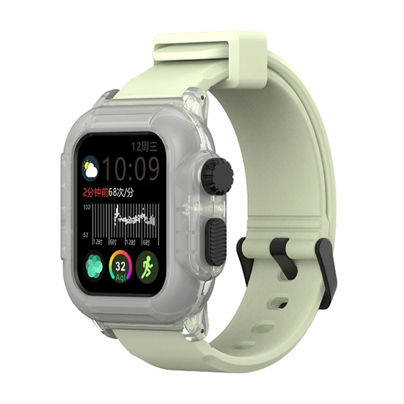 Спортивный силиконовый мягкий чехол для Apple Watch Series 5 4 3 2 Водонепроницаемый ударопрочный 40/44/42 мм противоударный чехол с Ремешок