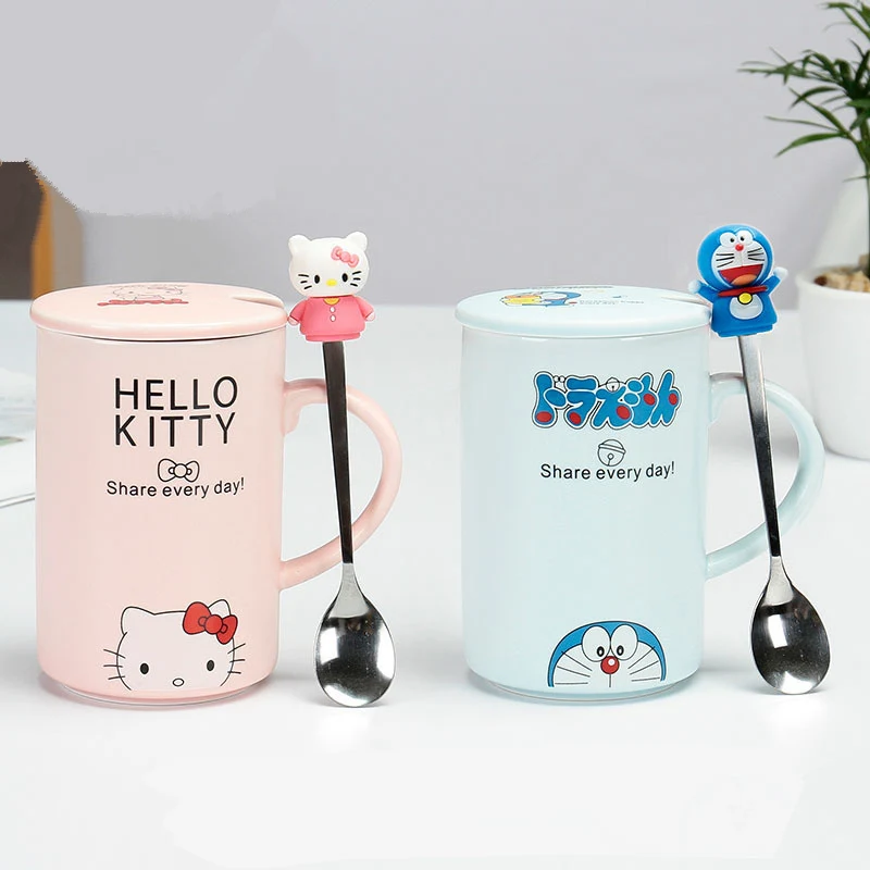 Керамические кофейные чашки hello kitty молочная чайная кружка с крышкой и ложкой