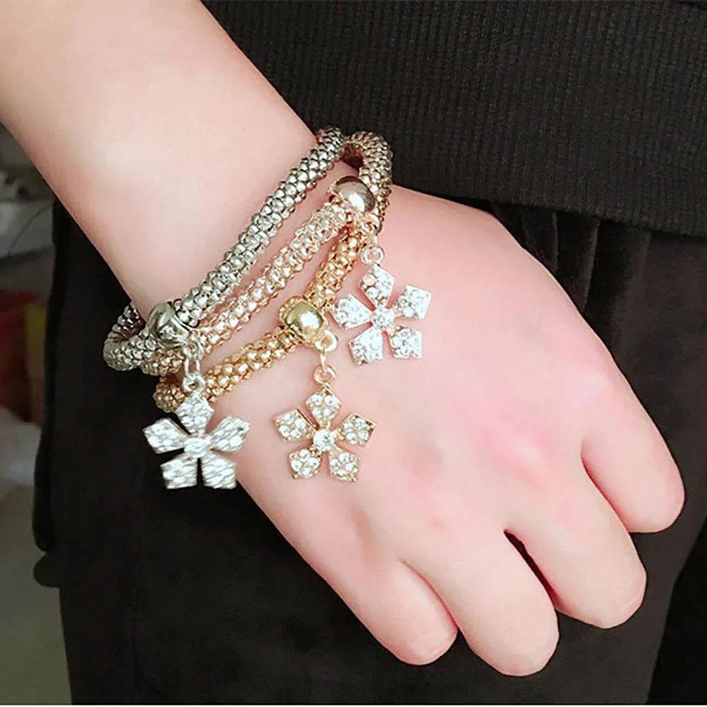 3 шт./компл. браслет с подвеской в виде совы и сердца Золотой/покрытый серебром