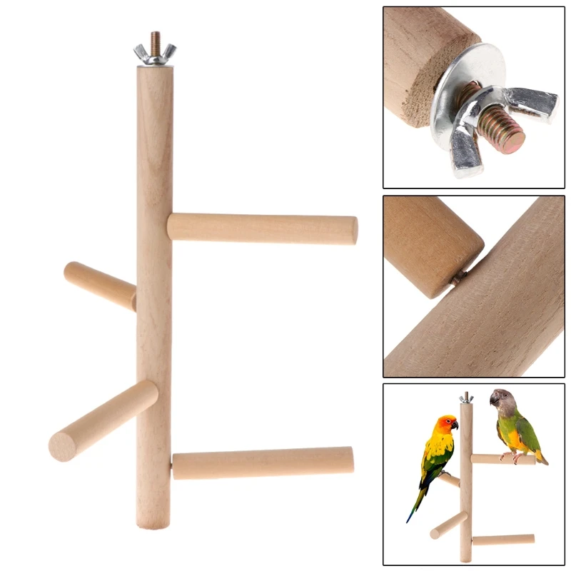 Bird Toys Parrot Perch 4 Layer Stages Toys Natural Wood Rotating Ladder Bird Parakeet Cage Birds Accessoires