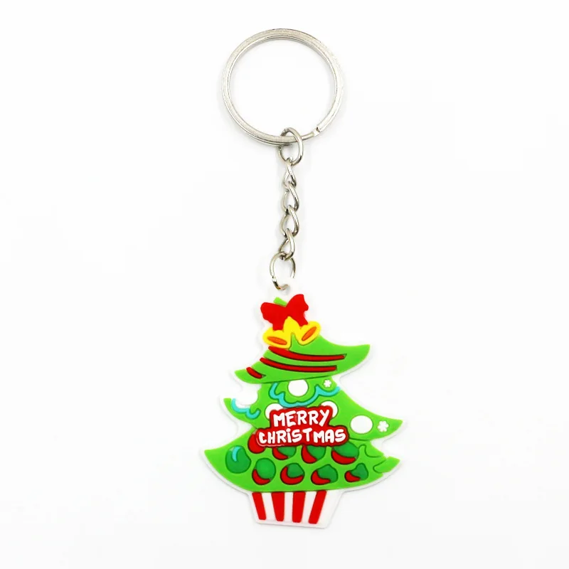 6pcs tree 6 шт. Рождественские подарки дерево/Снеговик/Санта резиновый брелок Подвеска Украшения Chhristmas украшения год Navidad аксессуары - Цвет: 6pcs tree