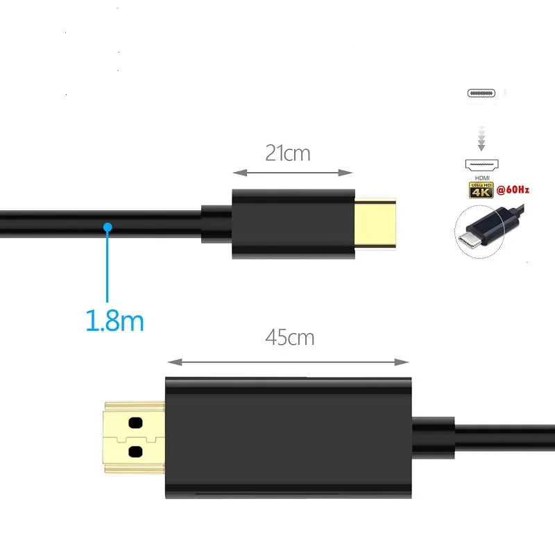 Тип C кабель Переходник USB на HDMI совместимый для Macbook Pro 4K HD проектор фута
