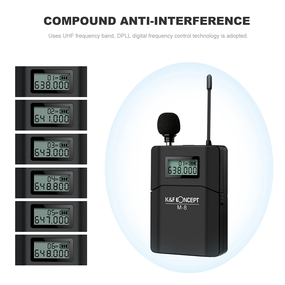 K &amp F CONCEPT M-8 UHF беспроводной микрофон с отворотом Lavalier Mic w/приемник передатчика