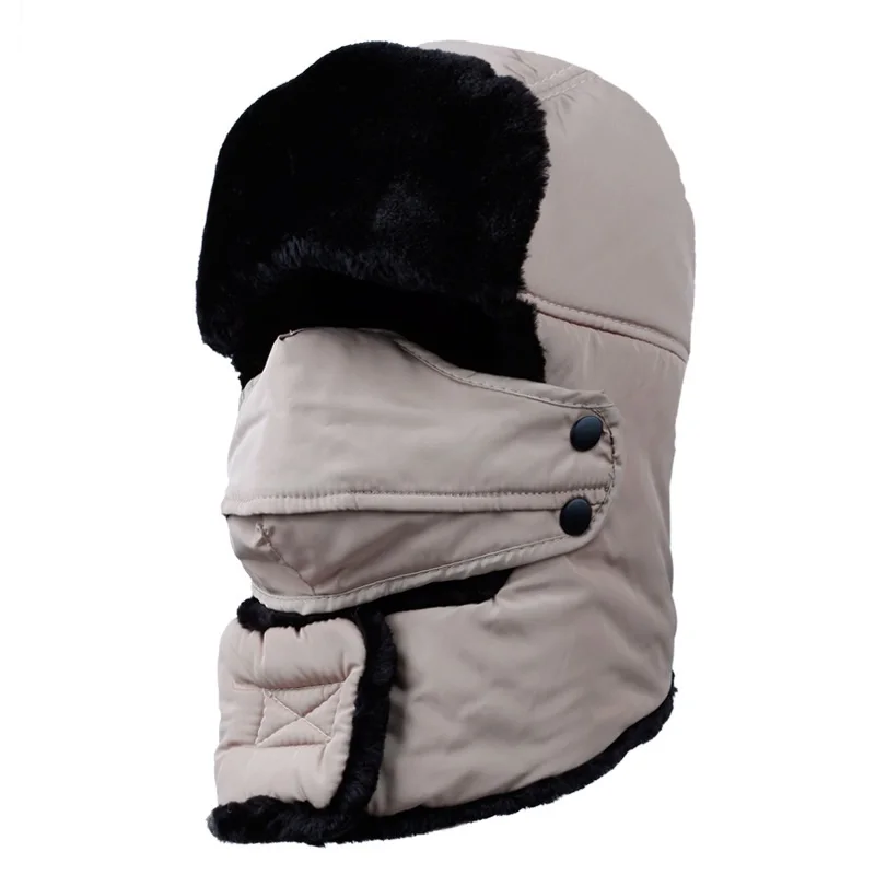 Модная теплая шапка Skullies Beanies зимняя женская шапка Мужская Фланелевая унисекс шапка бини уличная шапка в масках - Цвет: Хаки