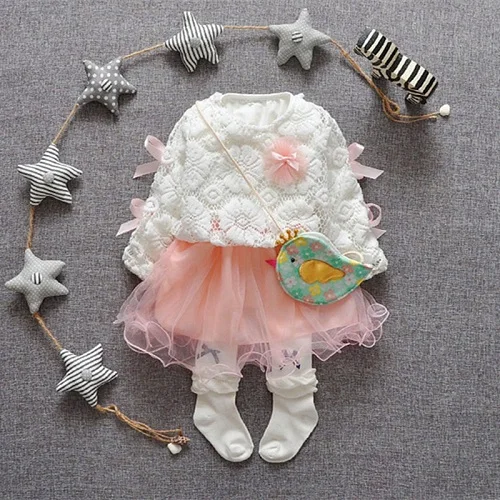 Roupas de bebe/детские кружевные вечерние сетчатые платья-пачки принцессы с цветочным узором для маленьких девочек; милое платье-пачка из двух предметов; vestidos - Цвет: Розовый