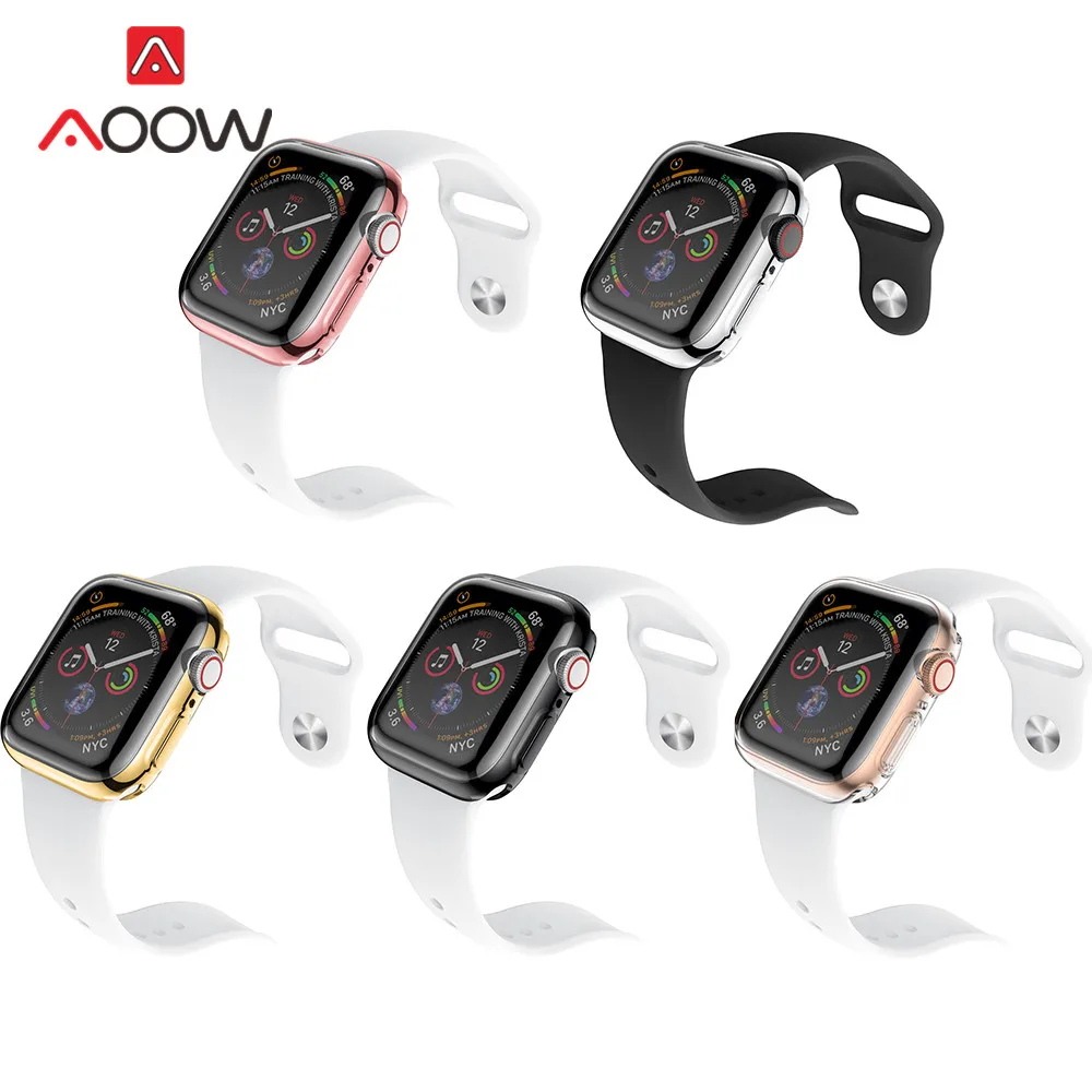 Мягкий прозрачный TPU Экран Защитный чехол для наручных часов Apple Watch 40 мм 44 мм, 38 мм, 42 мм, полное защитное Плакирование крышка ремешок для iwatch на возраст 2, 3, 4