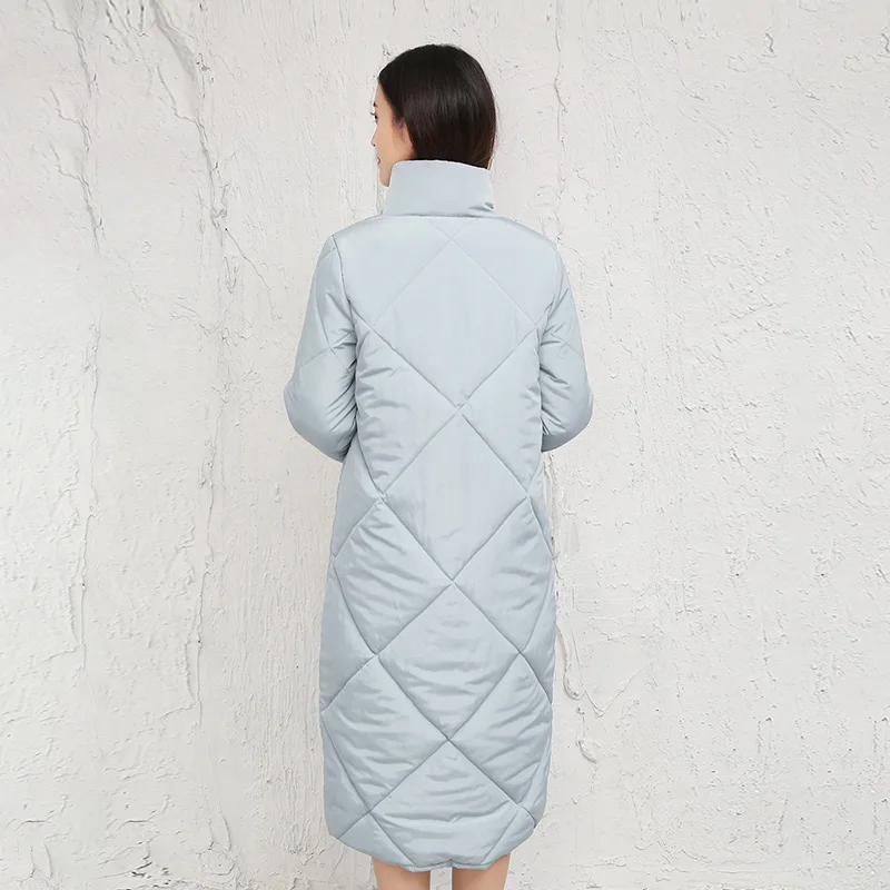 PUSECOOL 2017 New Fashion Spliced Women Long Parkas High Collar Single Breasted Warm Winter Jacket Lady Coat Casual Outerwear | Женская