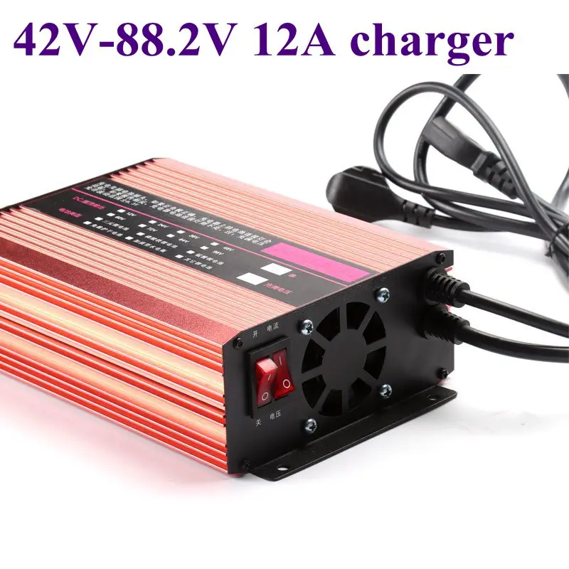 Литиевая батарея зарядное устройство 10 S-21 S 42V 54,6 v 58,8 v 67,2 v 84v 88,2 V большая мощность 2A 12A зарядное устройство подходит для 20-120ah литий-ионный аккумулятор