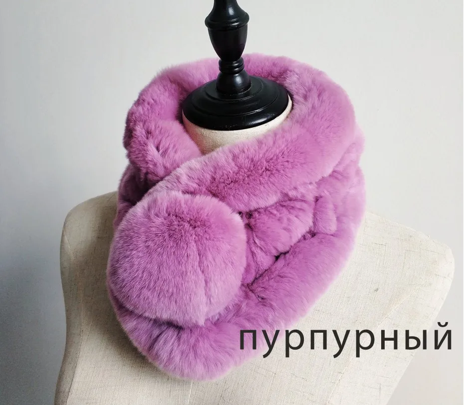Для женщин шарфы, с натуральным кроличьим мехом шарфы Пушистый Зима для девочек Теплые мягкие кольцо шею 60x14 см LQ07027