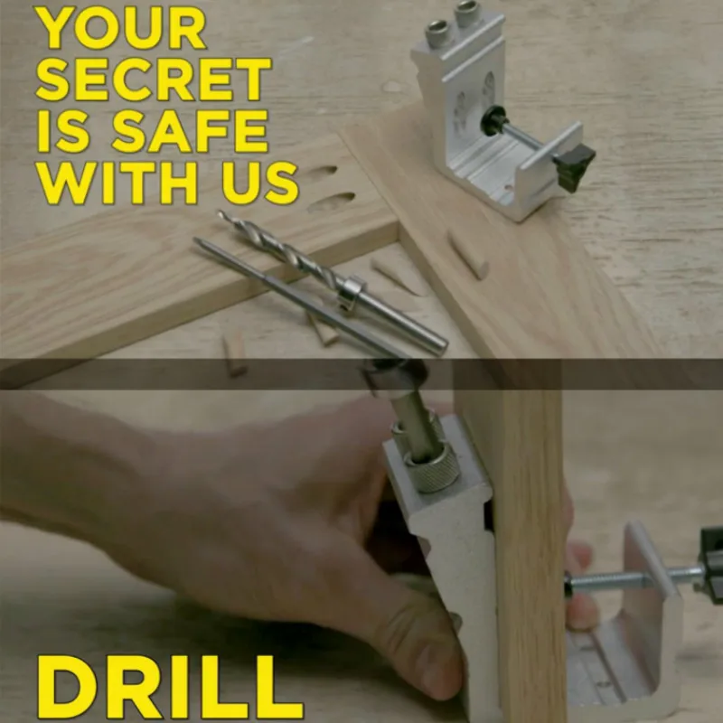 

1Set Pocket Hole Jig Kit Aluminum Alloy Drill Guide with 9.5mm Step Drill Bits Pocket-Hole Screws Wood Drilling Hole Saw Tools