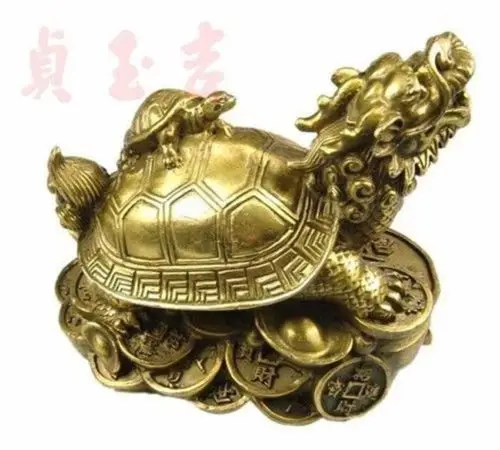 

Arts Crafts Copper Exquisite Chinese handwork Brass Fengshui Dragon Turtle Statue