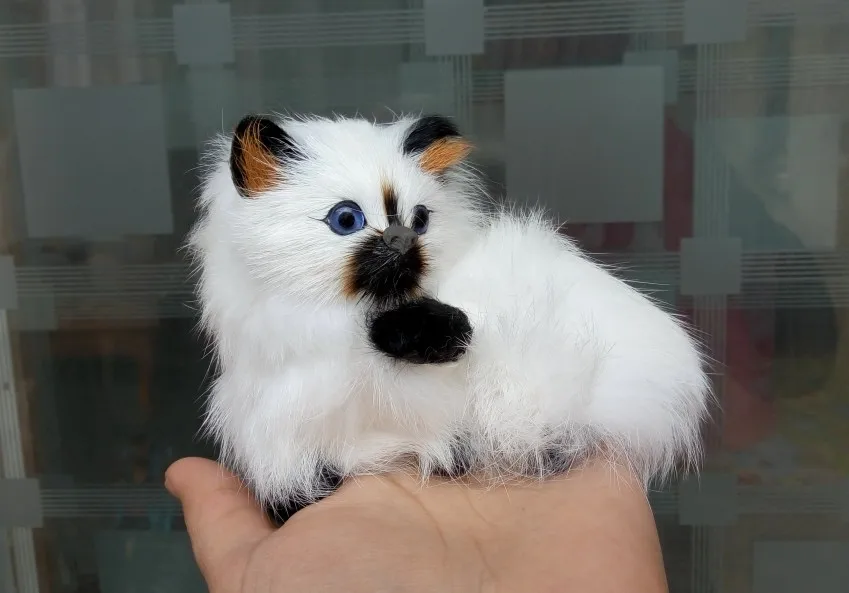 

Новая игрушка-кошка из смолы и меха, озорная черная кукла-Кот с ртом, подарок, около 11x9 см, 1204