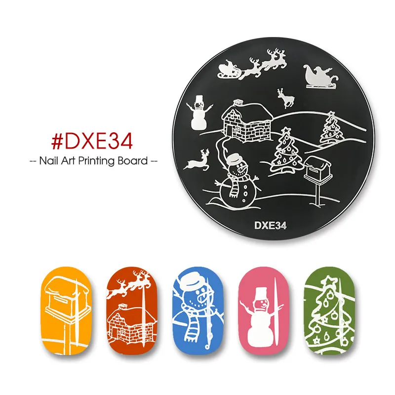 DXE34 Saviland 16 видов стилей ногтей штамповки шаблон цветок животный узор изображения пластины из нержавеющей стали маникюр трафарет Инструменты - Цвет: DXE34