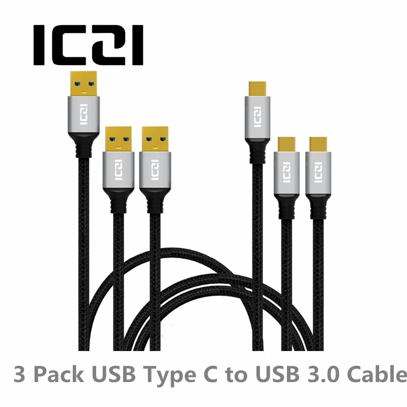 ICZI 3 шт usb type C к USB 0 кабель 1 м * 2 + синхронизации данных Быстрая зарядка для Galaxy S8 huawei