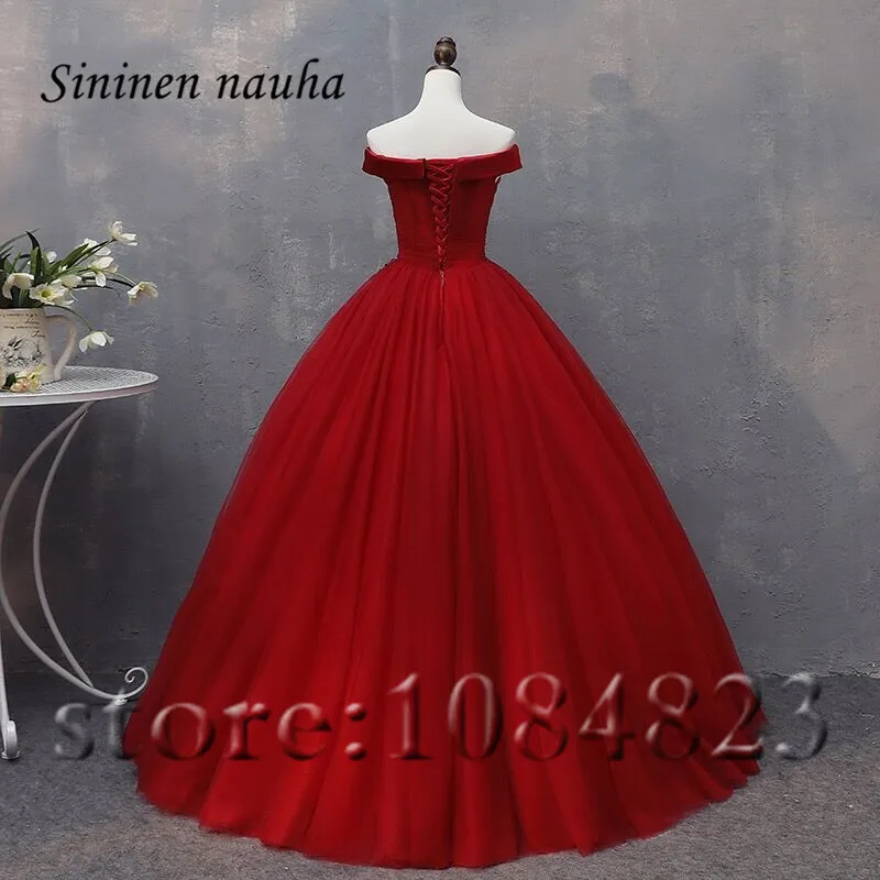 Красные платья для Quinceanera платье выпусквечерние вечера длинное бальное с