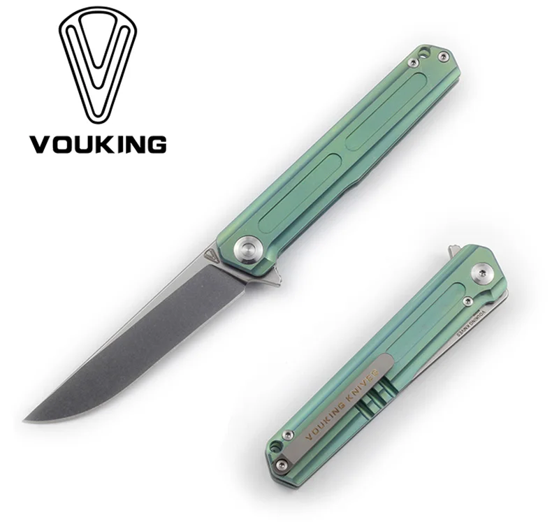VOUKING T01 Флиппер складной нож M390 лезвие KVT шарикоподшипник титановая ручка Кемпинг Охота Открытый выживания Ножи EDC инструменты