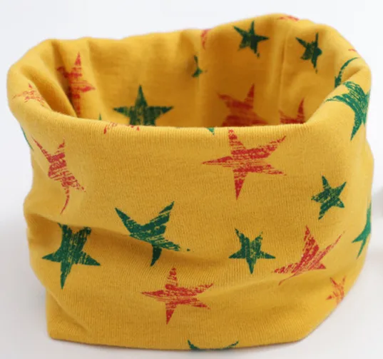 yellow colorful star Коллекция года, весенне-осенний хлопковый шарф для девочек детский шейный платок с рисунком совы для девочек, детское кольцо с круглым вырезом, волшебный шарф для мальчиков, детская одежда - Цвет: yellow colorful star