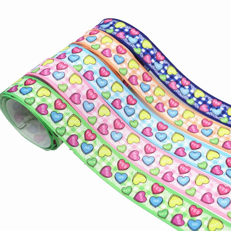 5 ярдов Grosgrain лента любовь в форме сердца печатная 1 &quot25 мм пробки для бутылок DIY