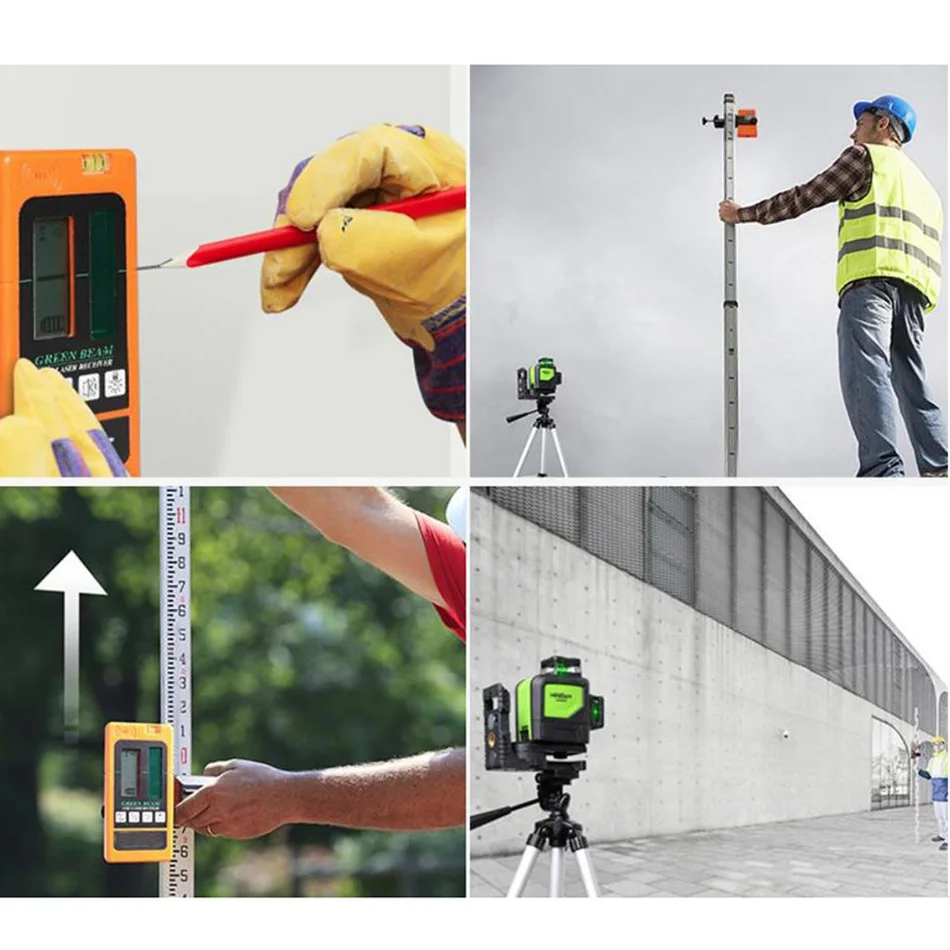 Лазерный нивелир импульсный приемник зеленый и красный луч лазерный для