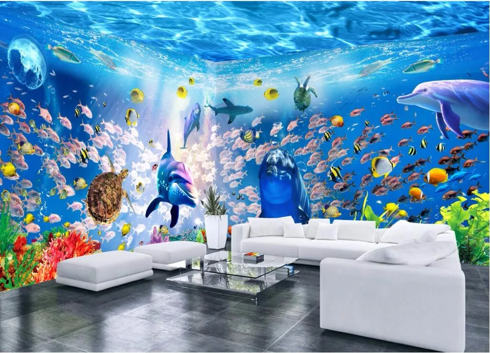 Beibehang пользовательские фото обои настенные наклейки мечта Подводный Мир тема павильон 3D пространство фон papel де parede