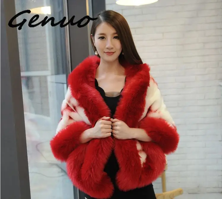 New Bridal Jacket Coat Faux Fur Women Wedding Shawl Evening Party Dress Wraps Fur Shoulder Capes Slim Lady Fake Fur Cloak