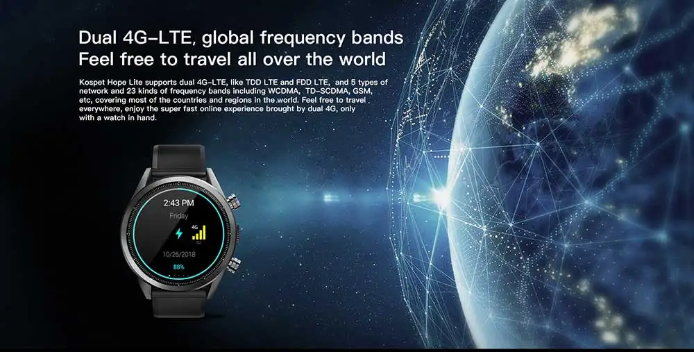 Kospet Hope Lite 4G Smartwatch телефон 1,39 дюймов Android 7,1 MTK6739 четырехъядерный 1,25 ГГц 1 Гб ОЗУ 16 Гб ПЗУ IP67 Водонепроницаемый 620 мАч