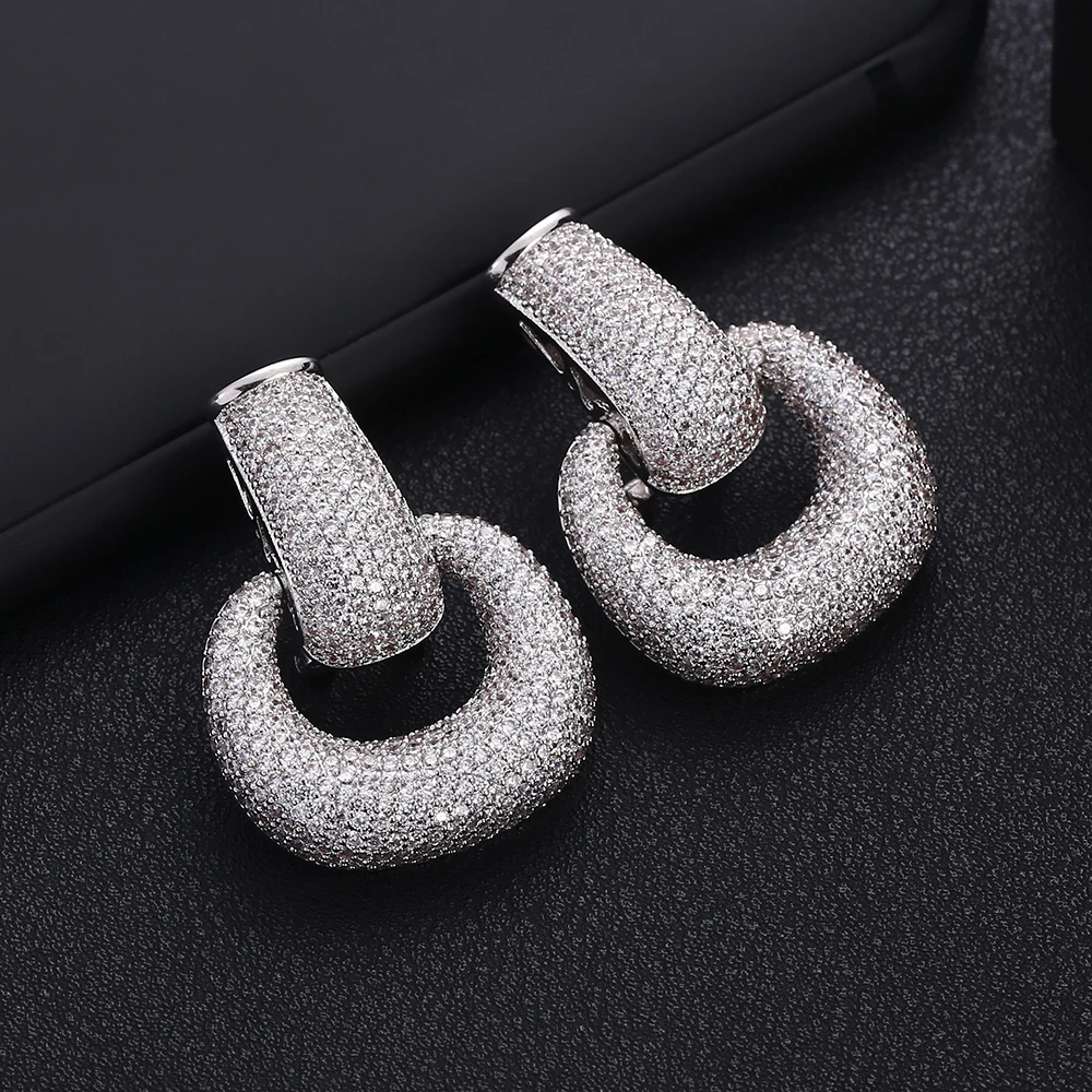 JANKELLY luxuryTWO серьги круглой формы блестящие многоцветный кубического циркония для