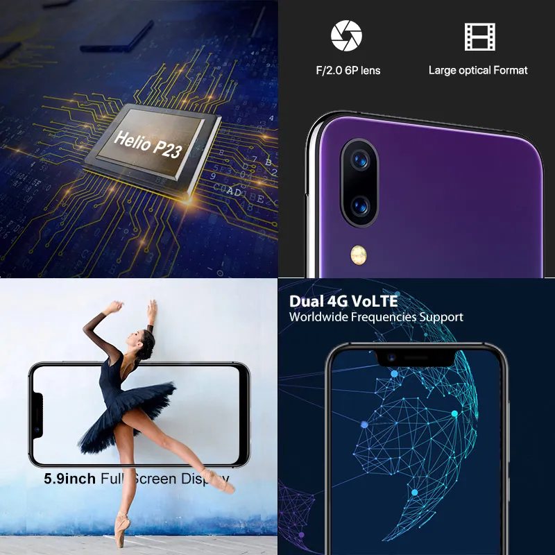 UMIDIGI ONE глобальная версия 5," Полный Мобильный телефон Android 8,1 P23 Восьмиядерный 4 ГБ 32 ГБ смартфон 12 Мп+ 5 Мп двойной 4G мобильный телефон