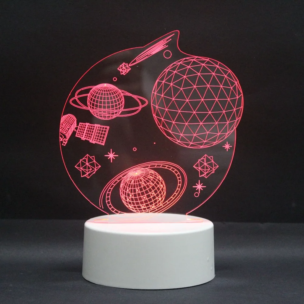 3D светодиодный ночник, Космическая Звезда, 7 цветов, сменный USB Сенсорный переключатель, голограмма, новинка, лампа для украшения дома, визуальный подарок