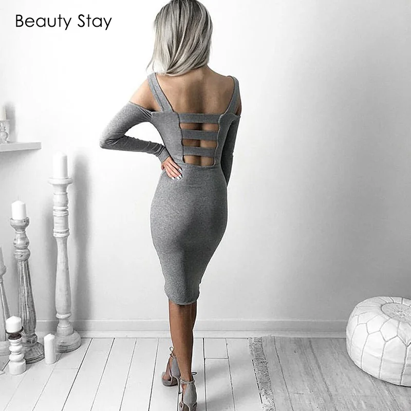 Женское Бандажное платье с открытой спиной BeautyStay сексуальное облегающее в