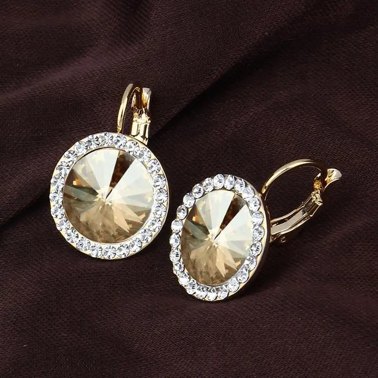 Gold color Новые Кристальные серьги женские висячие серьги модные высококачественные серьги золотого цвета(E0073-2 - Окраска металла: Gold color