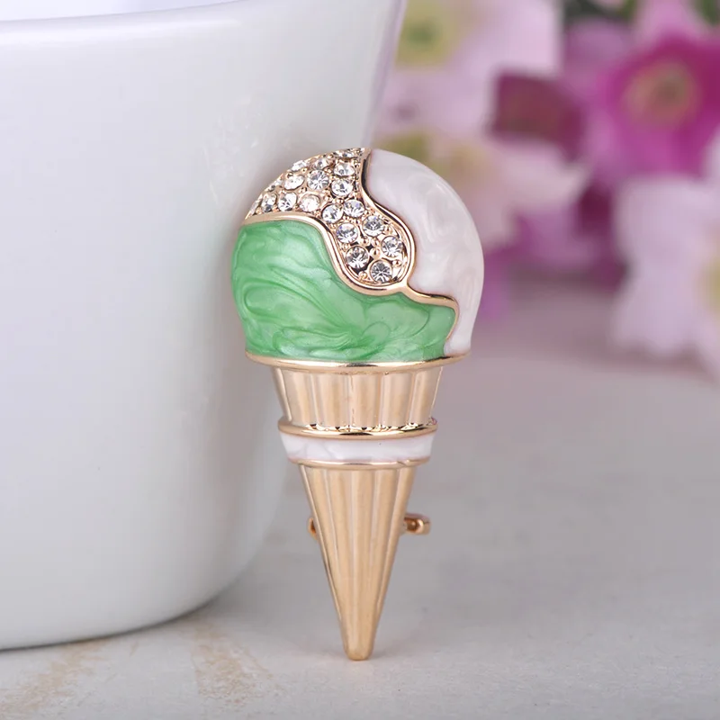 Funmor Эмаль Кристалл мороженое Броши для женщин детский значок лето маленький