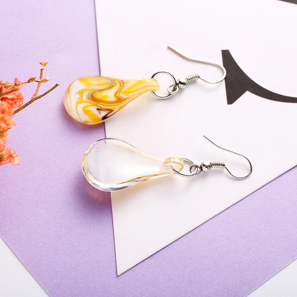 BOEYCJR Yellow Spiral Glass Drop Earrings Handmade Fashion Jewelry Hook Novel Party Dangle for Women 2018 | Украшения и