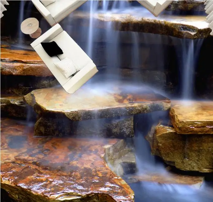 Настенные 3d обои на заказ самоклеящиеся с изображением водопада потока пола|3d