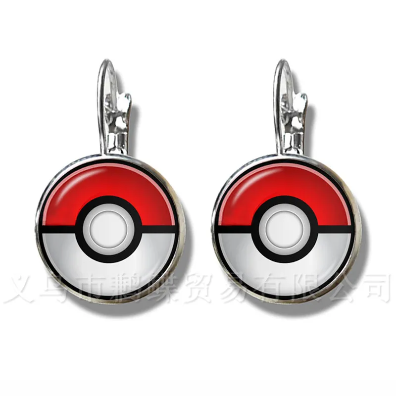 Модные круглые стеклянные кабошон Pokemon Go Pokeball серьги для женщин милые трендовые