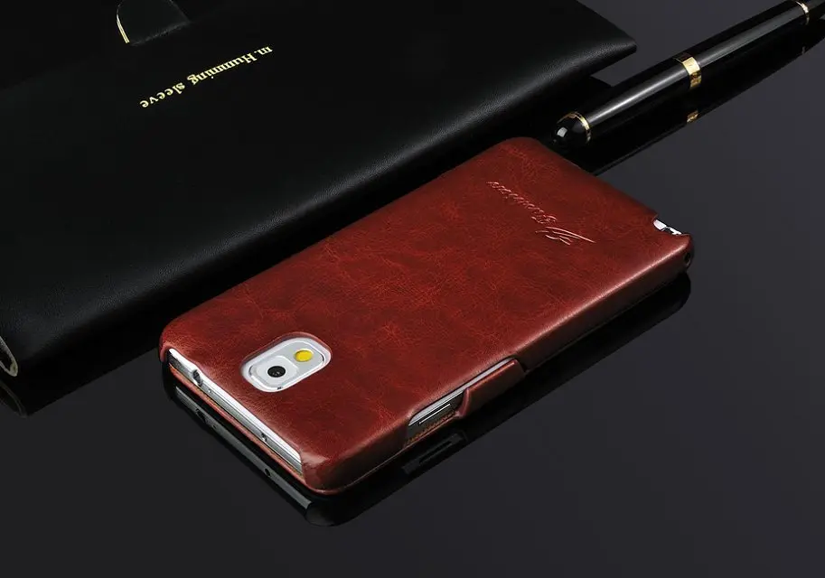 Классический чехол-книжка из 100% натуральной кожи для samsung Galaxy Note3