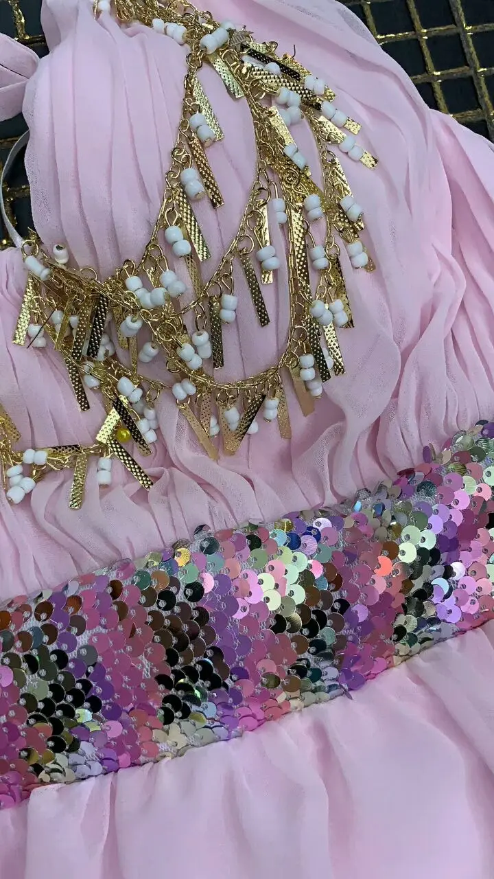 

2019 New Women Sequined pink Ball gown V-neck spaghetti strap dress Bodycon Vestidos Celebrity evening Party Dress dropshipping