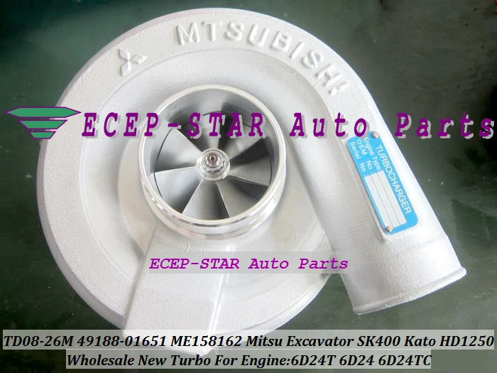 Турбокомпрессор TURBO TD08-26M 49188-01651 49188-01281 ME158162 для экскаватора Mitsubishi SK400 Kato HD1250 HD1430 6D24